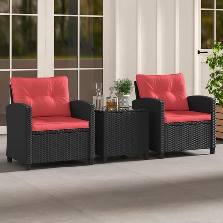 Carry Bird Wicker Patio Furniture Outdoor Balcony Chairs In Black And Red Colour