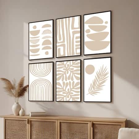 The Castle Decor Boho Abstract Botanical Wall Art Set of 6 Design 3 11x17 Inch