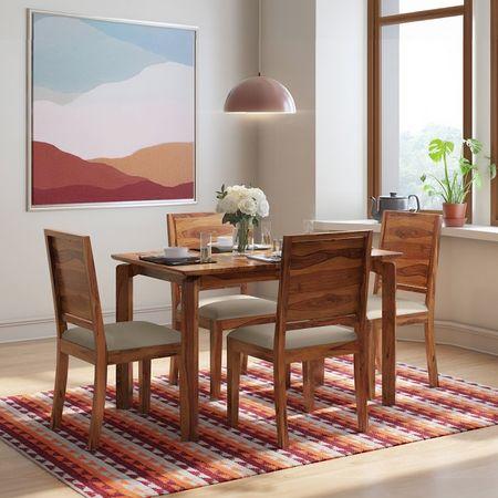 Oribi Solid Wood Dining Chair Set Of 2 In Teak Finish