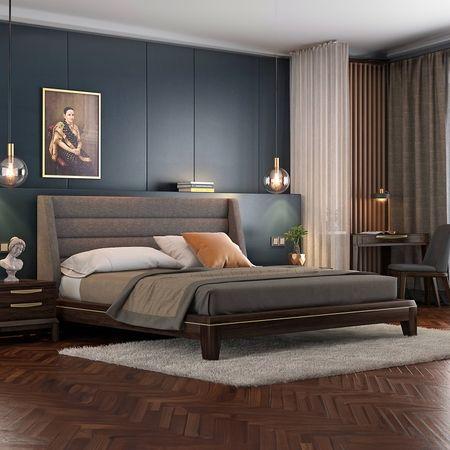 Taarkashi Solid Wood King Size Non Storage Bed In American Walnut Finish