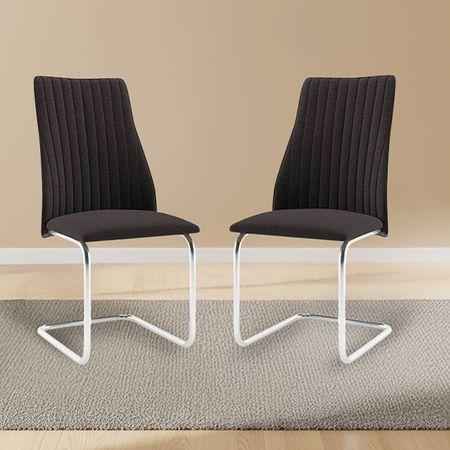 Ingrid Fabric Dining Chair Set Of 2 In Grey Colour