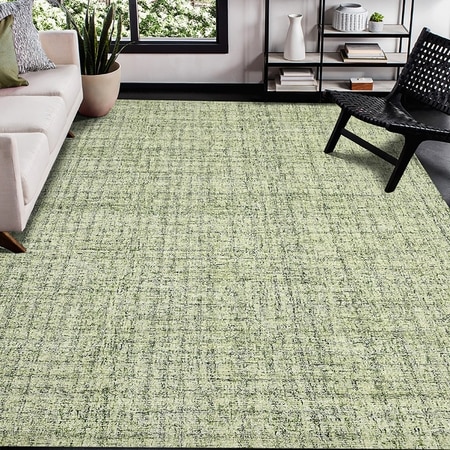 Paola Apple Green Solid Hand-Tufted Wool 9X7 Feet Carpet