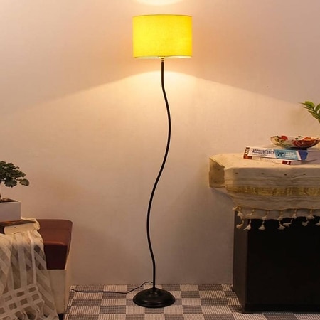 Deven Yellow Cotton Shade Floor Lamp