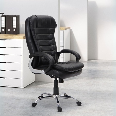 Ettorez Vanity Hb Premium Leatherette Chair In Black Colour