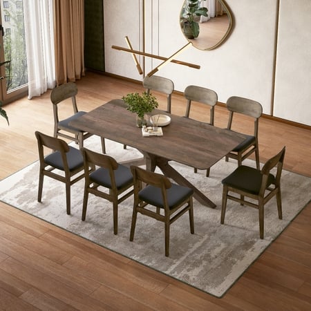 Anderson Solid Wood 8-Seater Dining Table with Lunar Dining Chairs