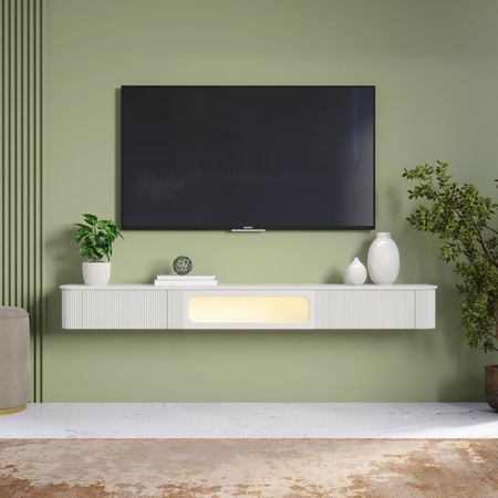 Estella Engineered Wood Wall Mounted TV Unit in Cream Finish
