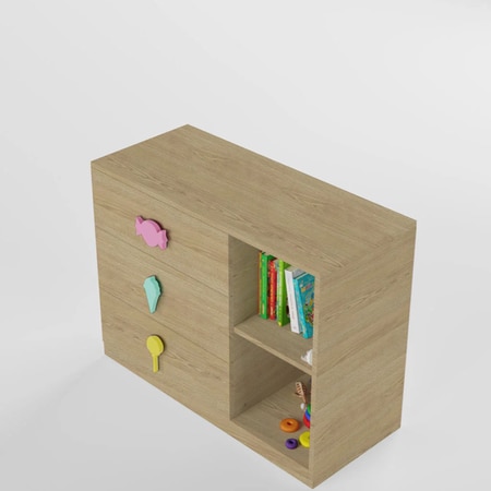 Candyland Chest Of Drawer Cabinet In Oak Colour