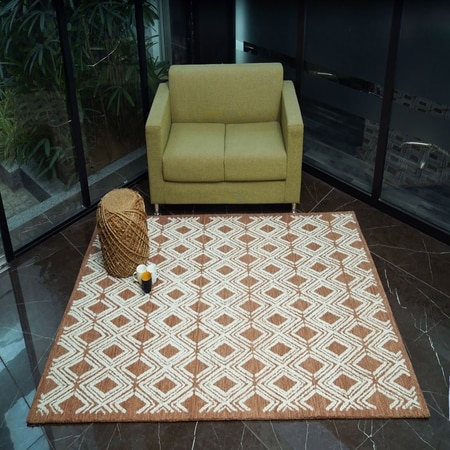 POMONA Wool Rectangle Carpets Hand Tufted in Brick Colour