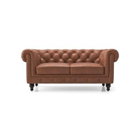 Winchester 2 Seater Luxury Italian Leather Sofa In Cognac
