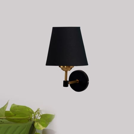 Devansh Metal Electric Wall Light in Black Colour with Black Shade Count of 1 Light