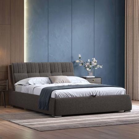 Stanhope Upholstered Hydraulic Storage Queen Size Bed In Urban Grey Colour