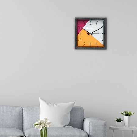 Vibrant Pink-Yellow Geometric Wood Wall Clock