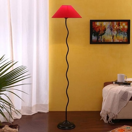Tory Black Cotton Shade Floor Lamp
