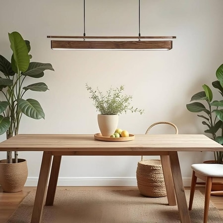 Art Deco 36 Brown Solid Wood Single Hanging Light