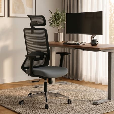 Feather Ergonomic Office Chair Black in Grey Colour