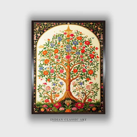 Pichwai Bohemian Canvas Wall Prints Canvas Wall Prints Set of 1 Multicolor Matte