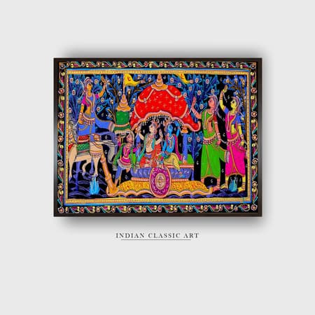 Madhubani Canvas Wall Prints Canvas Wall Prints Set of 2 Multicolor Matte