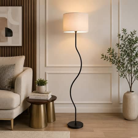 Eisley White Jute Floor Lamp with Solid Wood