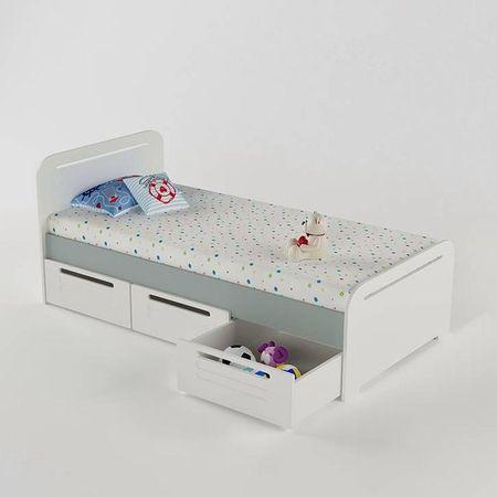 Cloud Tails Engineered Wood Drawer Storage Bed in Silver Grey Colour
