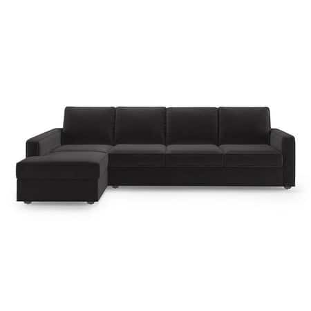Apollo Compact Fabric Sectional Compact Sofa (Colour : Pebble Grey, Cushion : Hard, Back Type : Regular, Seating Capacity : Left Aligned 3 Seater + Left Aligned Chaise)
