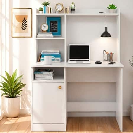 Spydercraft Indus Modern Study Table in White Finish