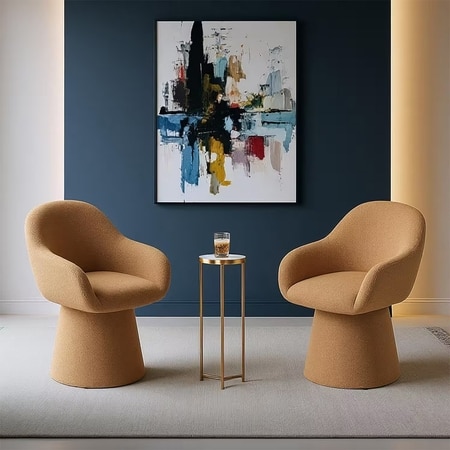 Selene Upholstered Accent Chair In Light Mustard Fabric