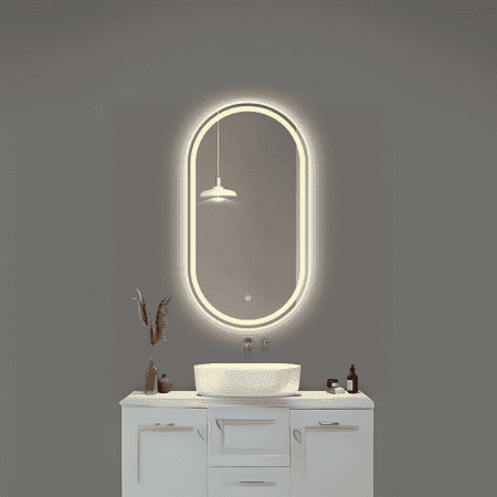 Oblong LED Mirror with Backlit Edge for Modern