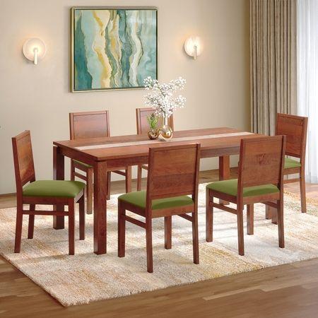 Atlas Crest Solid Wood 6 Seater Dining Table In Honey Finish