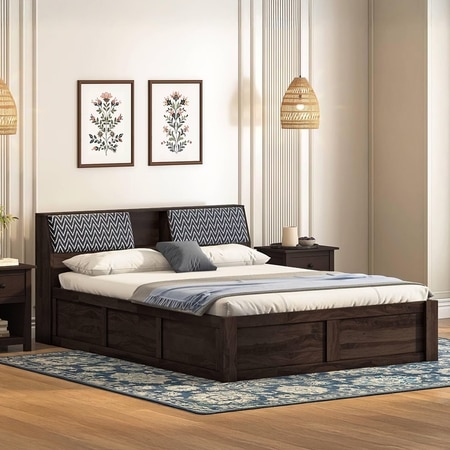 Jennings King Size Hydraulic Storage Bed in American Walnut