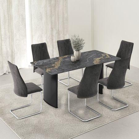 Rosen 6 Seater Ceramic Dining Table - Black Finish