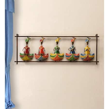 Desert Art Metal Handpainted Five Sardar Wall Hanging in Multicolour