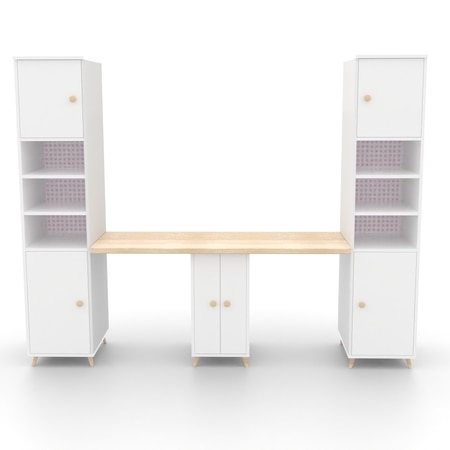 Dynamo 2 Seater Study Table  Pink In Pink Colour