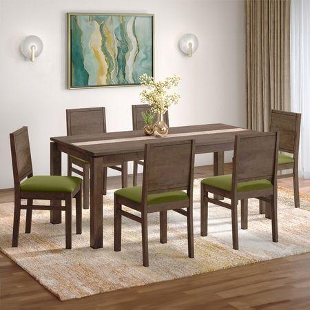 Atlas Crest Solid Wood 6 Seater Dining Table In Danish Walnut Finish