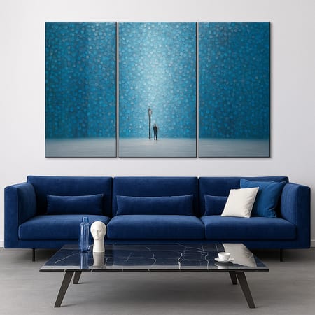 Truss Blue Grey Pieces Night Rain Canvas Wall Prints Canvas Wall Prints Set of 3 Multicolor Matte