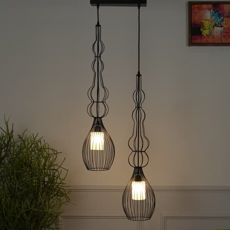 Onza Black Metal Dual Pendant Light