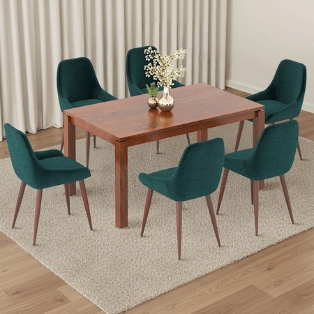 Atlas Solid Wood 6 Seater Compact Dining Table With Rickman Lounge Chairs