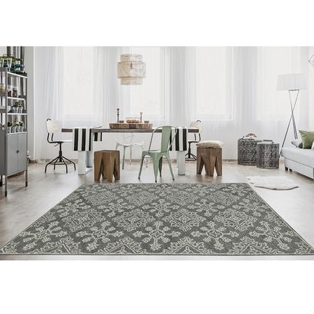 Tina Shale Gray Geometric Hand-Tufted Wool 6X4 Feet Carpet