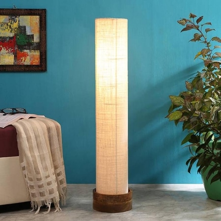 Carman White Cotton Shade Floor Lamp