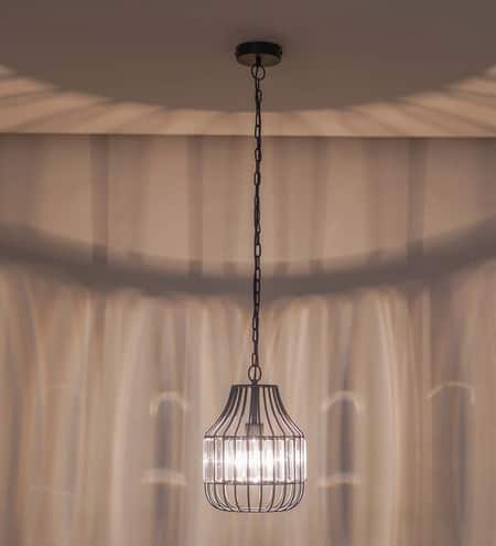 Tindori Clear Crystal With Black Metal Small Hanging Pendant Light