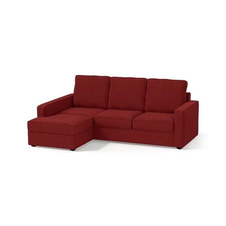 Apollo Compact Sofa (Colour : Salsa Red, Cushion : Hard, Back Type : Regular, Seating Capacity : Left Aligned 2 Seater + Left Aligned Chaise + Ottoman)