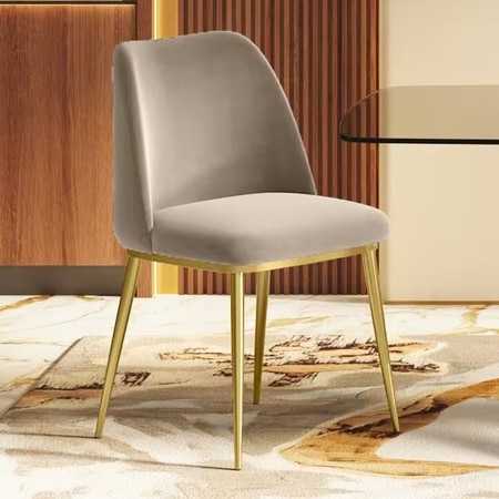 Olivia Accent Chair in Finish Antique Brass and Cloudy Beige Velvet Colour