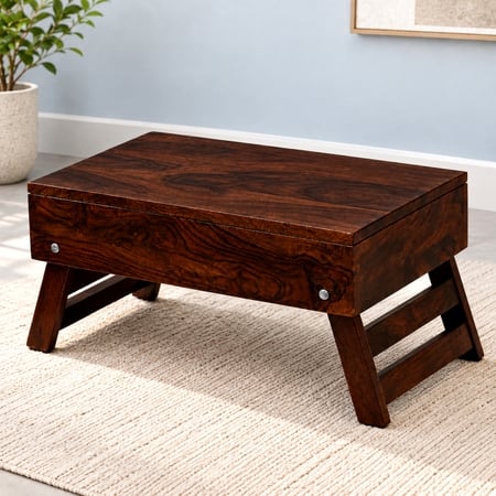 Ohio Sheesham Wood Contemporary Foldable Laptop Table in Dark Walnut Finish