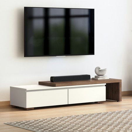 Bayern Engineered Wood 75 Inch TV Unit in Danish Walnut Finish