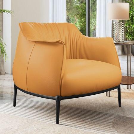 Odette Lounge Chair In Mustard Leather