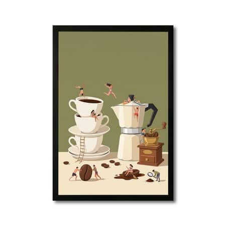 The Castle Decor Coffee Brewing Kitchen Wall Art 12x18 Inch