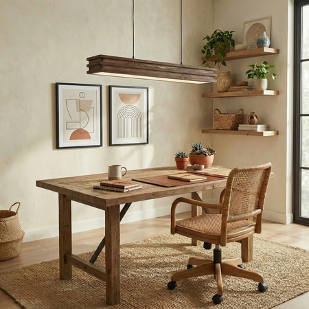 Artline 36 Brown Solid Wood Single Hanging Light