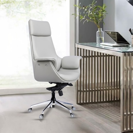 Flow Leatherette High Back Office Chair In Grey Colour