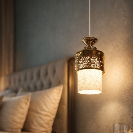 Eliante Modern Hanging Lights Mild Steel & Glass Material Gold & White Finish