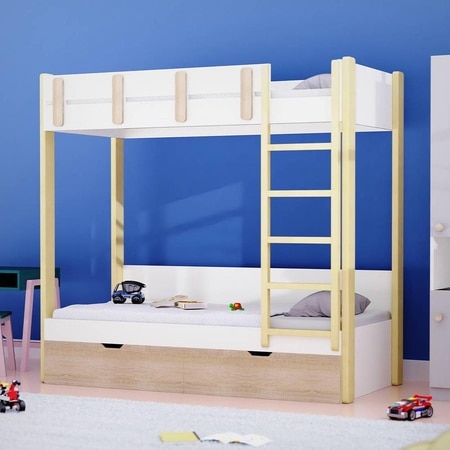 Pine Tree Bunk Bed with Drawer Storage