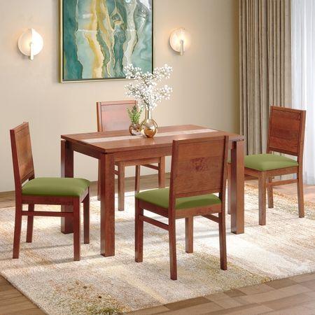 Atlas Crest Storage Solid Wood 4 Seater Dining Table In Honey Finish